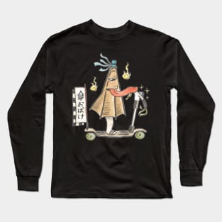 A cute Japanese folklore creature, Kasa Obake on an Old school Scooters Long Sleeve T-Shirt